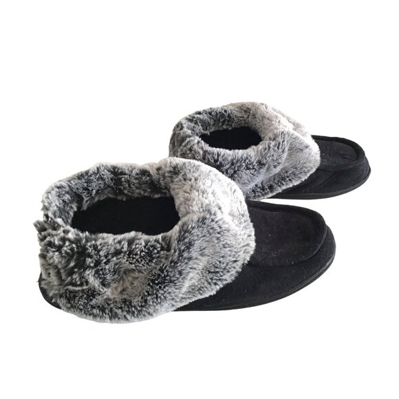 CARTER CLUB -WOMENS BLACK/GREY FAUX FUR SLIPPER SANDALS SIZE 9 - Picture 6 of 7